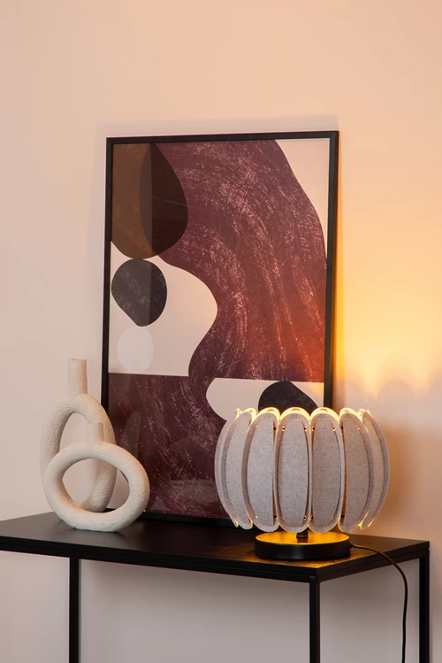 Lucide SPENCER - Lampe de table - Ø 30 cm - 1xE27 - Gris - ambiance 1